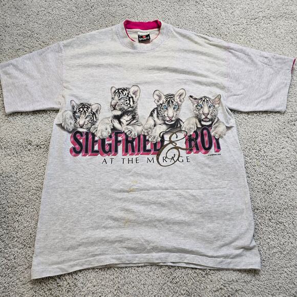 Siegfried and Roy Vintage VTG Grey Double Layered T Shirt Signal Sports XL Y2K - Picture 3 of 10